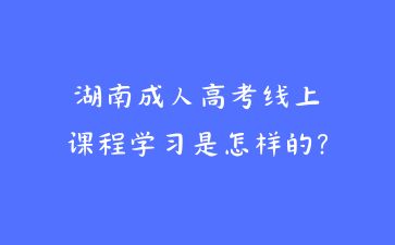 湖南成人高考线上课程学习是怎样的?